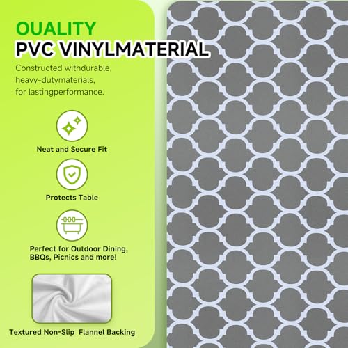 Picnic Table Cover with Bench Coversa nd Bag, Waterproof Windproof Elastic Fitted Tablecloth for 6 Foot Rectangle Tables，Washable with Elastic Edges for Outdoor Camping(Gray Moroccan, 30"x72") - color: Gray(moroccan)
