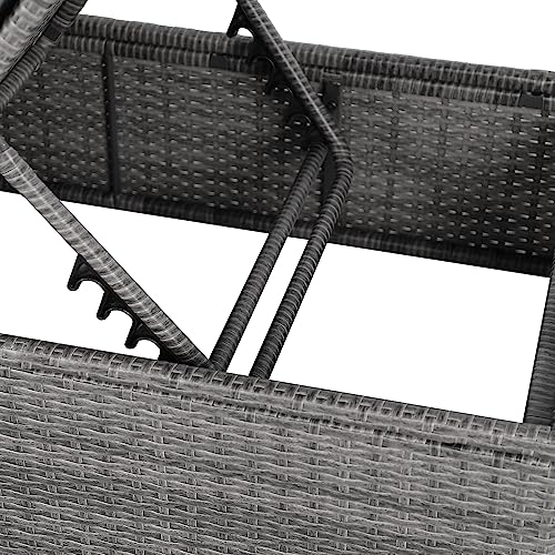 Patiorama Outdoor Patio Chaise Lounge Chair, Elegant Reclining Adjustable Pool Rattan Chaise Lounge Chair with Cushion, Grey PE Wicker, Steel Frame, for Deck, Poolside, Backyard (Blue) - color: Blue