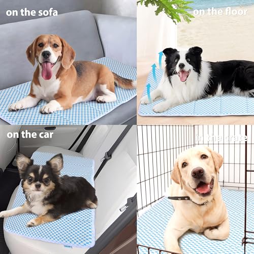 Cooling Dog Mat Q-Max>0.5 - Rapid Cooling Tech, Thin Breathable Crate Pad, Portable Washable Summer Mat, Chill Soothing Fabric - 41"x27" Extra Large Dog, Blue - color: Blue, size: 41"L x 27"W x 0.8"H