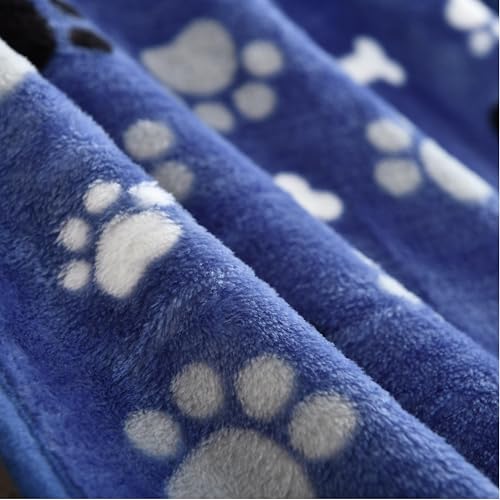 Waterproof Dog Blanket, Pattern Printing Super Soft Warm Fluffy Facecloth Sofa Car Bed Protector, Urine Proof Washable Outdoor Pet Blanket for Puppy Large Dogs & Cats(paw & Bone60*50) Blue - color: Blue | Bone, size: Large