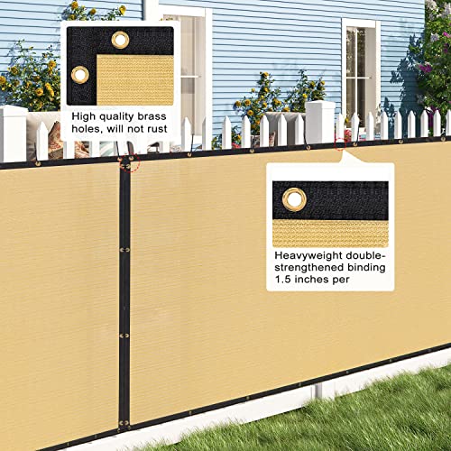 Privacy Fence Screen 8' x 2', 90% Blockage Heavy Duty 170 GSM Fencing Mesh Net Cover for Outdoor Wall Garden Yard Backyard Cable Zip Ties Included Sand-We Make Custom Size - color: Sand, size: 8X2 FT - Custom Sizes