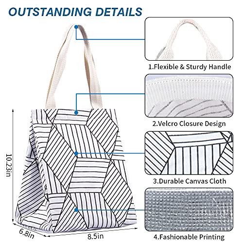 iknoe Insulated Lunch Bag for Women & Adults, 9L Foldable Wide-Open Cooler Bag with Pockets, Leakproof & Portable, for Picnic, Office, Beach(White diamond) - color: White Rhombus, size: Velcro Closure