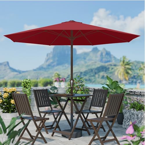 PatioKingdom 11FT Patio Umbrella,Outdoor Umbrella with Push Button Tilt and Crank,Market Table Umbrella with 8 Sturdy Fiberglass Ribs UV Protection - color: Red, size: 11FT