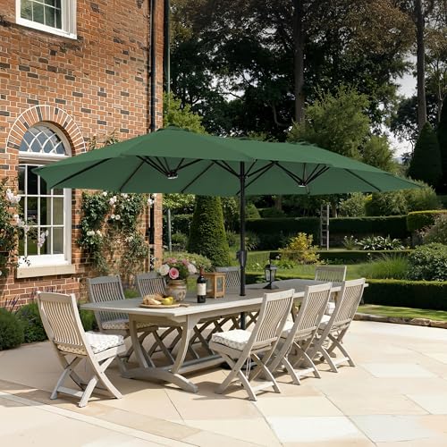 SUPERJARE 13FT Outdoor Umbrella for Patio, Double sided Pool Umbrellas with Fade Resistant Canopy, Large Table Umbrella for Deck, Market, Backyard - Forest Green - color: Forest Green, size: 13FT