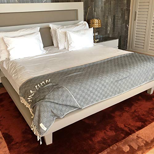 Bersuse 100% Cotton Milas XL Throw Blanket for Couch - 100% Cotton Lightweight Durable Throw Blanket, Big Blanket for Sensitive Skin, Decorative and Versatile - 60x90 Inches, Grey - color: Grey