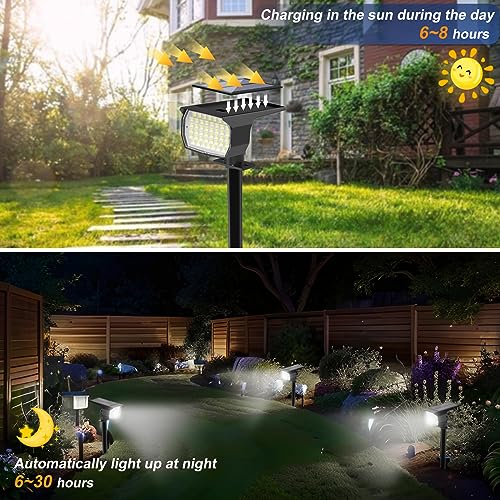 WENATY Solar Spot Lights Outdoor Waterproof IP65, 2 Pack Landscape Spotlights with 46 LEDs, 3 Modes Auto On/Off Solar Powered Flood Lights for Outside Pathway, Yard, Garden, Walkway (Cool White) - color: Cool White, size: 2 Pack