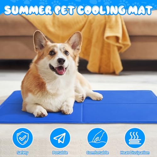 Drydiet 4 Pack Dog Cooling Mat - 13'' X 16'' Solid Gel Self Cooling Mat with Storage Bag Pressure Activated No Refrigeration or Electricity Needed Pet Pad for Dogs & Cats Kennels, Crates, Beds - size: 13'' X 16''