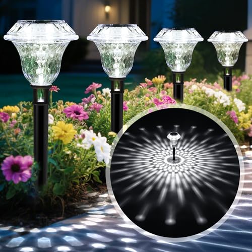 Solar Pathway Lights Garden Decor for Yard, Solar Garden Lights for Outside Waterproof Landscape Lighting, Garden Decorative for Walkway, Driveway, Yard, Landscape, Lawn (6 Pack Cold White) - color: Cold White, size: 6