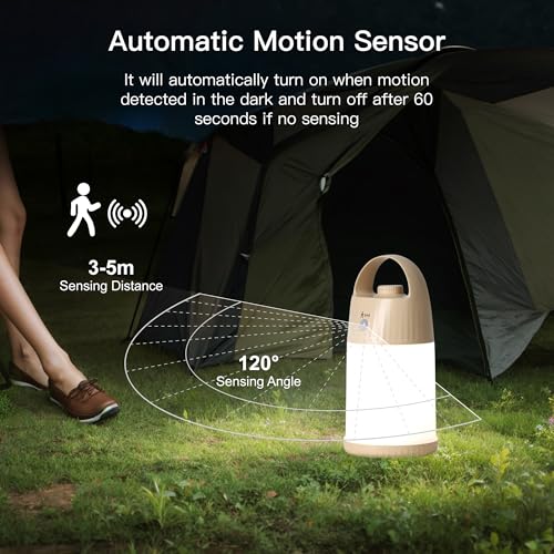Motion Sensor LED Night Light - Cordless Battery Powered Table Lamp, Portable Lamps Lantern for Outdoor Camping Tents, 4 Brightness Level, Press Dimmable Safe Night Lights,1 Pack (Apricot) - color: Apricot
