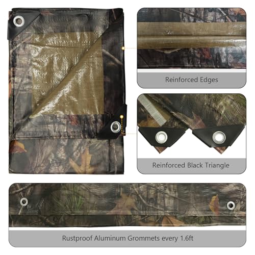 Heavy Duty 11 Mil Tarp Cover Waterproof UV Resistant Tarpaulin Used for Outdoor, Hunting, Camping, Backpacking, Canopy Tent, Ground Tarp, Cover Boat, Motorcycles, Roofs, Wood - color: Tree Camo-11 Mil, size: 6 Feet x 8 Feet
