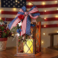 4th of July Solar Lanterns Outdoor Waterproof, Patriotic Hanging Lantern with Flickering LED Candle, 13" Independence Day Lanterns Decorations for Patio Porch Garden Yard Pathway, 1 Pack - size: Patriotic 1 Pack