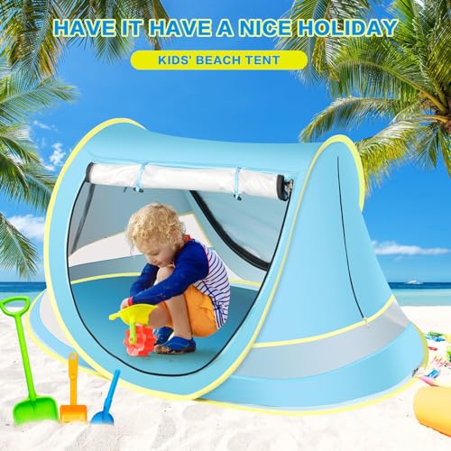 Baby Beach Tent, Pop Up Toddler Travel Bed for Boys or Girls, Sun Shade for Toddler Camping, Infant Portable Sun Shade, Summer Beach Baby - style: Blue Baby Tent