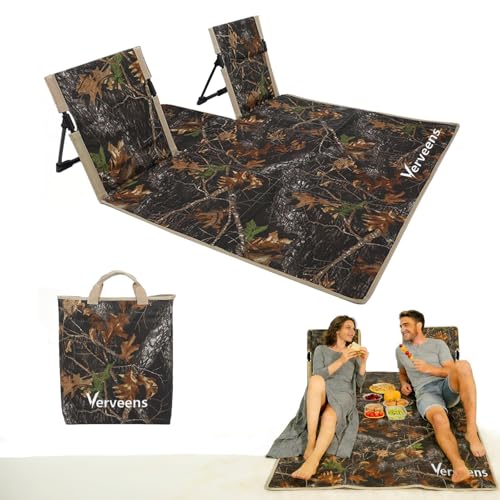 2-Person Portable Beach Lounge Chair with Carry Bag - Lightweight Outdoor Picnic Mat with Back Support for Beach Picnic Concerts Camping & Park (Camouflage Pattern) - color: Camouflage Pattern