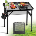 Ciavca Upgraded Folding Grill Table - Metal Portable Camping Table, 2 Height Adjustable Max 22", Lightweight Foldable for Outside BBQ 24"x15.8" - size: 24"x15.8"x22"