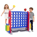 Jumbo 4 in a Row Game, Height Adjustable(2.7-3.2 ft) Outdoor Indoor Connect 4 w/Quick Release, Giant Connect Four with Basketball Hoop, Ring Toss & Net, Backyard Party Game for Adults Kids