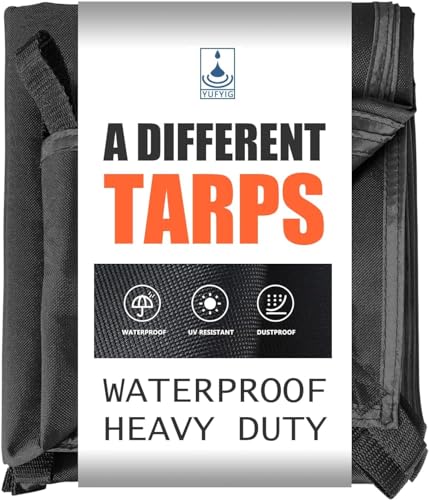 20 Mil Black Waterproof Tarp 5×5ft Heavy Duty Canvas Cover for Outdoor All Weather Oxford Tarpaulin for Truk Bed Roof, Boats, Pool, Woodpile, Robust, Rip & Tear Proof - size: 5x5ft