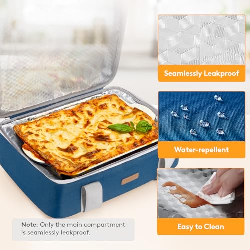 LUNCIA Insulated Single Decker Casserole Carrier, Lasagna Lugger Tote Keeps Food Hot or Cold, Thermal Lunch Bag for Potluck Parties, Picnic and Cookouts, Fits 9" x 13" Baking Dish, Dark Blue - color: Dark Blue, size: 15.7 x 11.4 x 4.7inch