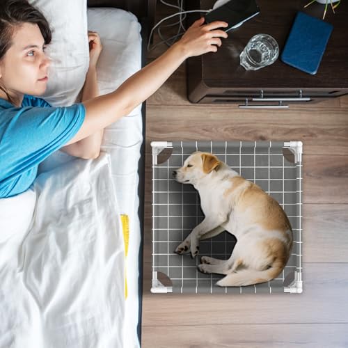 Elevated Dog Bed with 3-Sided Fence - Raised Pet Bed with Non-Slip Feet, Durable Elevated Couch for Small Dogs, Indoor/Outdoor Use with Easy-Clean Fabric - size: S
