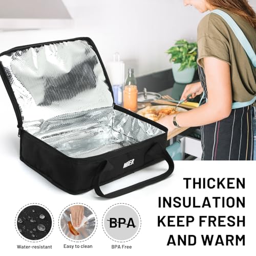 MIER Insulated Casserole Carrier for Hot or Cold Food Thermal Food Carrier Bag for Lasagna Potluck Parties Picnic Cookouts, Fits 9"x13" Baking Dish/Foil Pan, Black - color: Black, size: 16 x 10 x 4 inches
