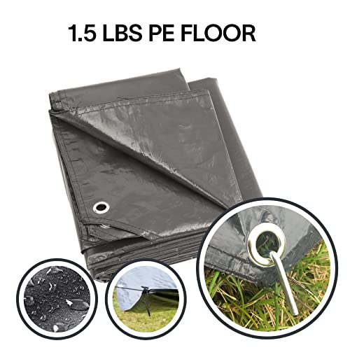 Alvantor Heavy Duty Tarp Waterproof 6'-10'-12'-15' Tarpaulin Ground Trailer with Rust Grommet Weather Resistant Cover Outdoor Camping 10 Mil Thick PE Floor Lightweight Mat - style: 6'x6'