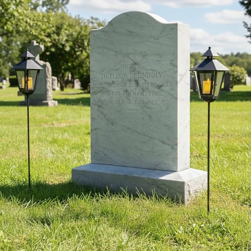 TRIROCKS 2 Pack Outdoor Landscape Lanterns 32'' H Decorative Candle Holders Metal Pathway Candle Lantern with 24''H Removable Plug-in Rod & Tempered Glass for Lawn Yard Patio Driveway Cemetery(Black)
