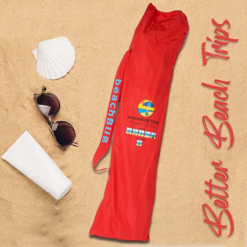 BEACHBUB Beach Umbrella Bag - Waterproof & Foldable Beach Bag for Umbrellas with Wide Padded Shoulder Strap & Molded Carry Handle - color: Bold Breaker Red