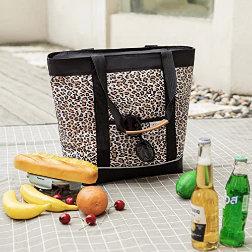 Insulated Cooler Bag Reusable Grocery Tote Bags Transport Large Lunch Box for Women - color: Leoaprds