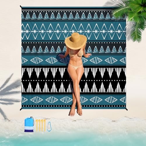Beach Blanket 78''×81'' Suits 1-5 Adults Waterproof Sandproof Oversized Waterproof Lightweight Durable Beach Blanket Large Picnic Mat for Travel Camping Picnic - color: Boho, size: 78''x81''