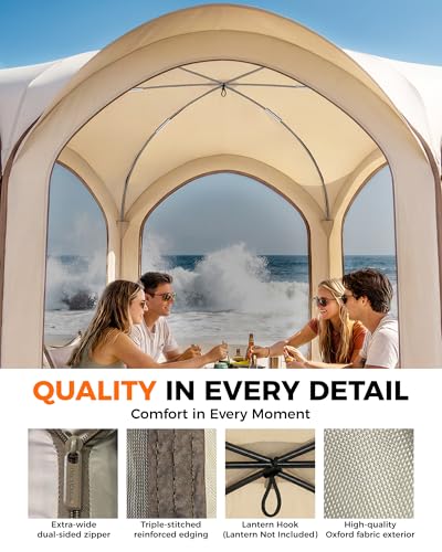 10X10FT Pop-Up Screen House Tent, Portable Instant Screen Room Canopy with Mesh Doors and Carry Bag for Patio Backyard Deck Camping Outdoor, Pop up Gazebo, Popup Canopy Tent, Beige - color: Beige, size: 10x10 FT