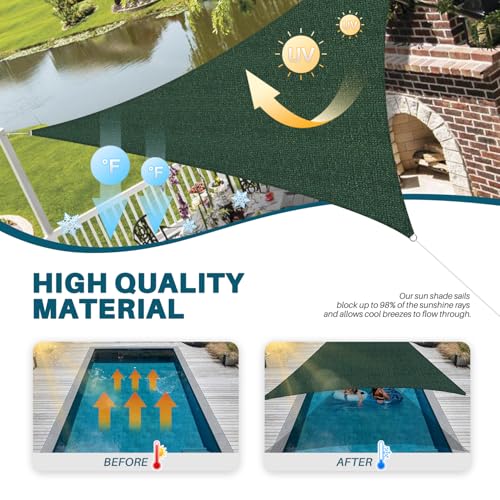 Coarbor 3' x 3' x 3' Sun Shade Sail Canopy Sunshade Outdoor Heavy Duty Triangle Fabric Cloth Screen for Patio Garden Yard Deck Pergola Canopy (Green) - color: Green, size: 3'x3'x3'