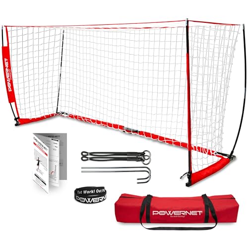 PowerNet Soccer Goal for Backyard, 3Mx2M / 6x4 / 8x4 / 12x6 / 14x7 /18.5x6.5 / 21x7 / 24 x 8 Portable Soccer Net, Sports & Outdoors Training Equipment, Quick Setup 1 Goal & Zipper Storage Bag - style: 12 x 6 FT