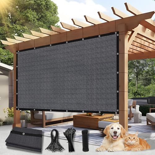 90% Outdoor Sun Shade Cloth, 6'×12' Pergola Shade Cover with Grommets, Privacy Screen Sunshades for Patio Garden Backyard Plant, Blue Grey - color: Blue Grey, size: 0 6 X 1 2 FT