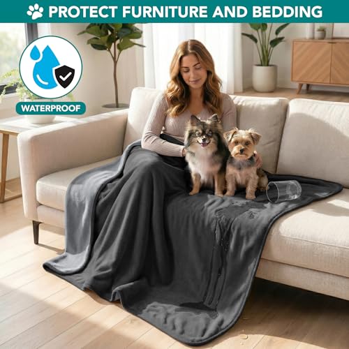 PetAmi Waterproof Dog Blanket for Small Medium Pets Dogs Cats, Pet Couch Cover Protector for Furniture, Reversible Washable Soft Fleece Cat Blanket for Bed Couch Sofa, 29x40 (Gray/Light Gray) - color: Gray/Light Gray, size: Medium (29x40)
