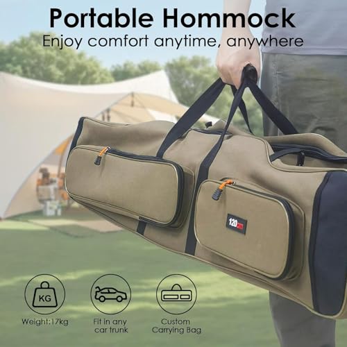 Portable Outdoor Hammock with Quick-Fold Stand,Adjustable Sunshade,Waterproof & UV-Resistant,Heavy-Duty 550lb Capacity,Travel 2-Person Hammock with Storage Bag for Camping,Backyard,Beach,Patio,Indoor - color: Green
