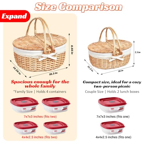 Hap Tim Large Size Wicker Picnic Basket with Lid - 40-Quart Capacity, 18.5 inches Length, 14.56 inches Width, 8.66 inches - style: Extra large size, white cloth