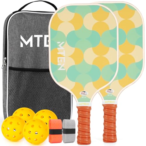 Pickleball Paddles Set of 2 or 4, or Single Paddle – USAPA Approved Fiberglass Surface Pickleball Rackets Set for Men & Women - color: Yellow green*2