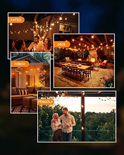 Svater Outdoor String Lights 150 FT, Patio Light with 78 Shatterproof LED Bulbs, Outside Plastic Hanging G40 Globe Lights for Cafe Market Bistro Backyard, Dimmable Warm White 2700K - size: 150ft