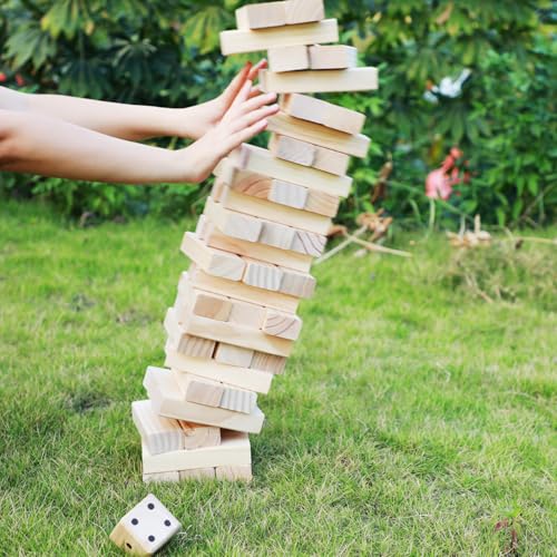 SpeedArmis Giant Tumble Tower, 56 PCS Wooden Stacking Game (Stack to 4.2FT) - Pine Stack Timber Board Play with Carrying Bag - Classic Indoor/Outdoor Games for Adults Family - size: Stack To Over 4.2FT