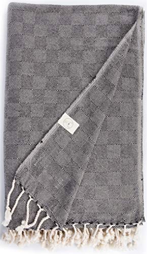 Bersuse 100% Cotton Milas XL Throw Blanket for Couch - 100% Cotton Lightweight Durable Throw Blanket, Big Blanket for Sensitive Skin, Decorative and Versatile - 60x90 Inches, Black - color: Black