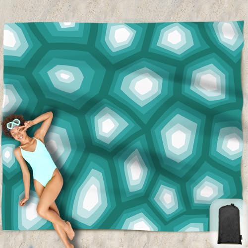 Beach Blanket Waterproof Sandproof Oversized 95”x 80”,Sand Free Beach Mat with Corner Pockets,Portable Mesh Bag for Travel and Outdoor Camping (Dreamsea) (Ombre Green) - color: Ombre Green