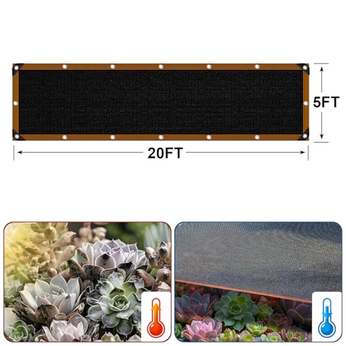 Shade Cloth - for Garden 90% Plant Shades Mesh Tarp with Grommets Outdoor Sun Shades Netting for Chicken Coop Greenhouse Vegetables Pergola Patio Cover - size: 5×20ft