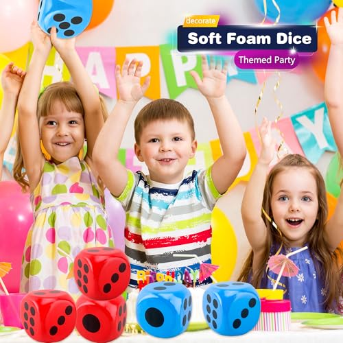2 Pieces 6 Inches Large Foam Dice Set Giant Foam Dice Soft Dot Dice Toy for Family Educational Toys Parent Child Board Games Nights Casino Themed Party Decoration (Color Set 4) - color: Color Set 4