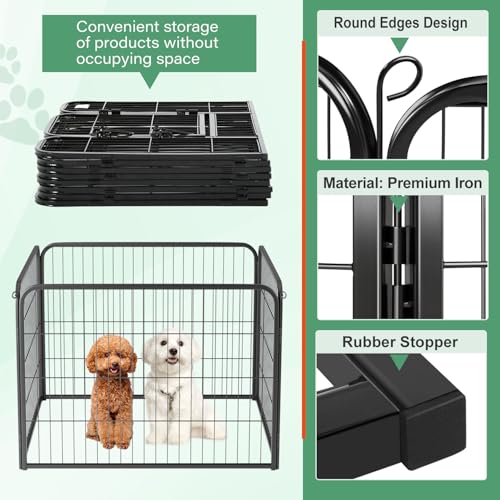 FDW Dog Playpen Kennel - 4 Panels, 24 Inch Height, Indoor/Outdoor Folding Metal Portable Puppy Exercise Pen, Heavy Duty Dog Fence for Yard, Camping - Black - style: 4 Panels