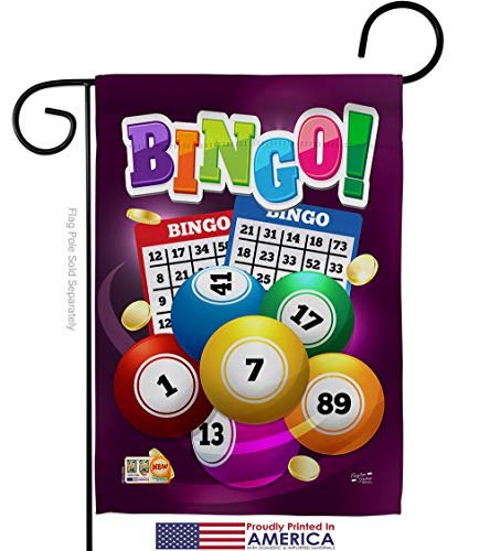 Bingo Garden Flag Set Wood Dowel Interests Game Bunco Night Dice Poker Hobbies Leisure Activity Small Decorative Gift Yard House Banner Made in USA 13 X 18.5