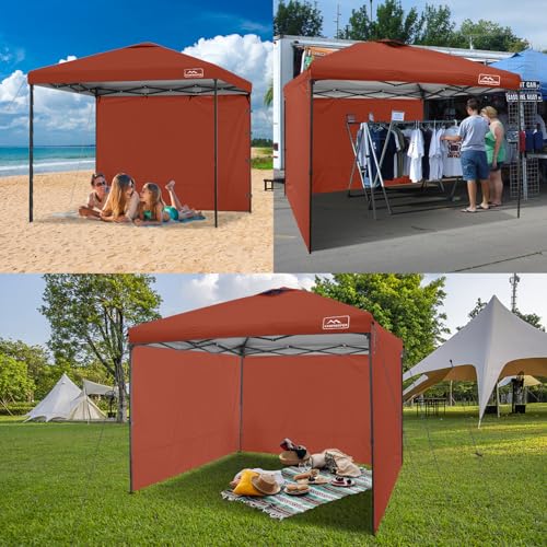 KAMPKEEPER 10X10 Canopy Tent Sidewalls with Zipper for Canopy Frame, 3Pcs Sunwalls Only, UPF50+ Waterproof Side Walls(Red) - color: Red
