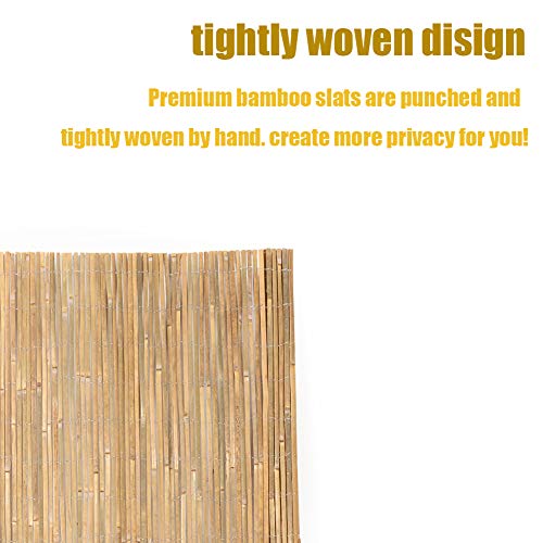 Mininfa Natural Bamboo Slat Screening, Eco-Friendly Privacy Slat Fence, Bamboo Screen Panel Roll for Balcony or as Wind and Sight Protection (2m x 4m) - size: 6.5FT X 13FT