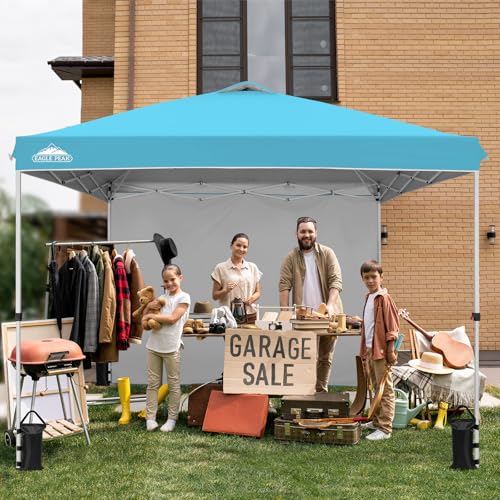 EAGLE PEAK Commercial Canopy 10x10 Pop Up Canopy Tent with 1 Sidewall, Easy Setup Heavy Duty Instant Event Shelter for Vendors & Markets, Outdoor Sun Shade, Light Blue - color: Light Blue, size: 10x10