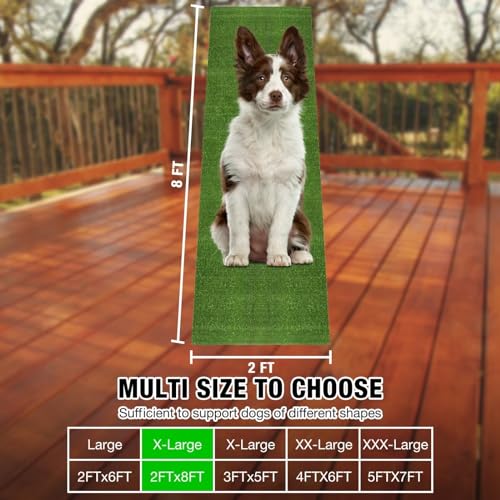 GLOBREEN Large Dog Grass Pee Pad, 2FTx8FT Artificial Grass Puppy Potty Training, Indoor Outdoor Pets Turf Balcony Patio Yard - size: 2FTX8FT