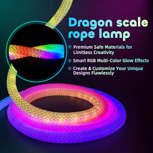 16.4ft LED Neon Rope Lights, Waterproof Music Sync Strip Lights with Remote & APP Control, USB-Powered Flexible Lighting for Christmas Halloween Decor, Gaming Room Bedroom Indoor Outdoor Decoration - size: 16.40 ft