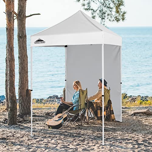 EAGLE PEAK Pop up Canopy 5x5, Outdoor Portable Canopy Tent with One Removable Sunwall, Carry Bag Included, White - color: White